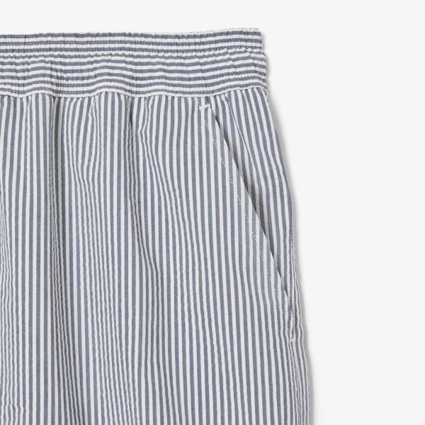 Lacoste Striped Zwembroek Wit/Donker Blauw