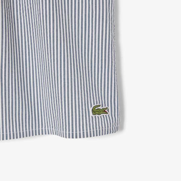 Lacoste Striped Zwembroek Wit/Donker Blauw