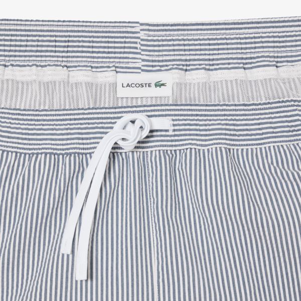 Lacoste Striped Zwembroek Wit/Donker Blauw