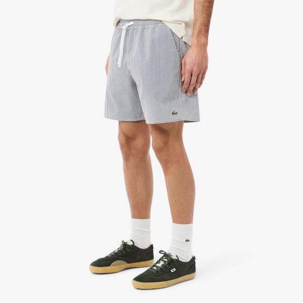 Lacoste Striped Zwembroek Wit/Donker Blauw