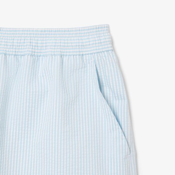 Lacoste Striped Zwembroek Wit/Licht Blauw