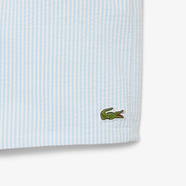 Lacoste Striped Zwembroek Wit/Licht Blauw