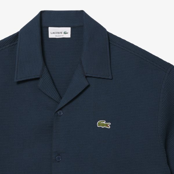 Lacoste Waffle Knit Overhemd Navy