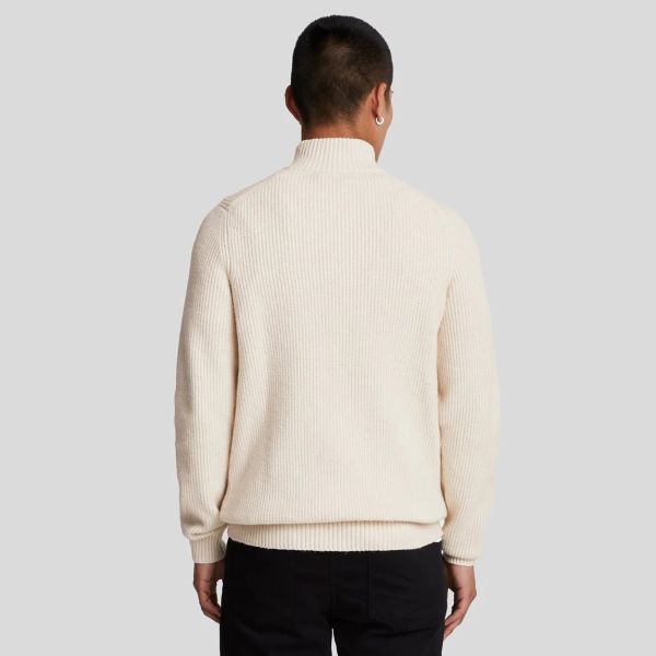 Lyle & Scott Shaker Stitch Quarter Zip Sweater Beige