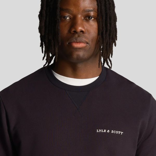 Lyle & Scott Loopback Embroidered Sweater Navy