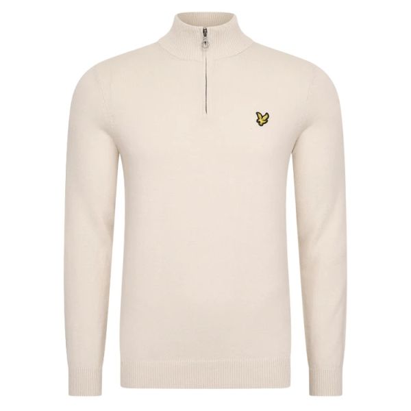 Lyle & Scott Merino Quarter Zip Sweater Beige