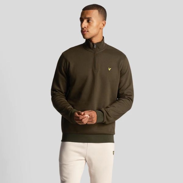 Lyle & Scott Quarter Zip Sweater Donker Groen