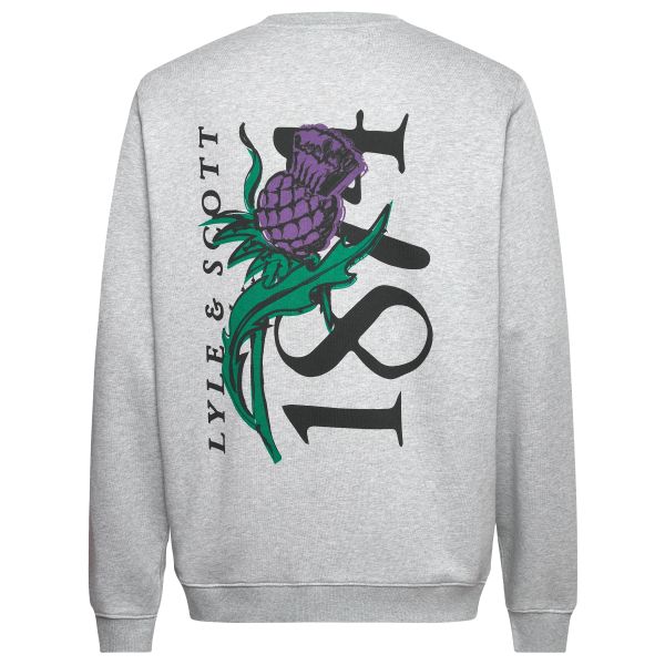 Lyle & Scott Thistle Flora Print Sweater Grijs