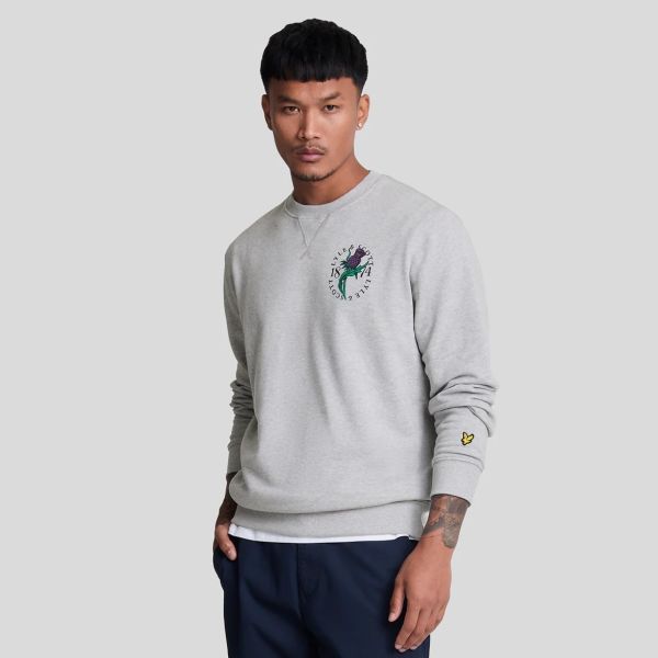 Lyle & Scott Thistle Flora Print Sweater Grijs