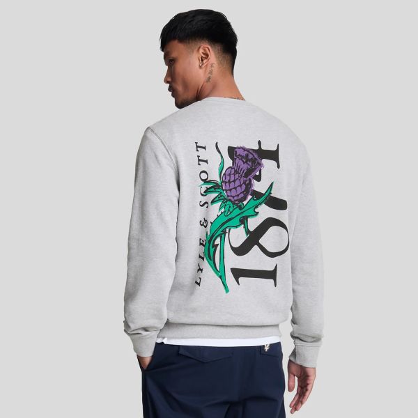Lyle & Scott Thistle Flora Print Sweater Grijs