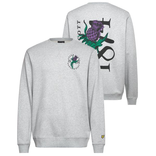 Lyle & Scott Thistle Flora Print Sweater Grijs