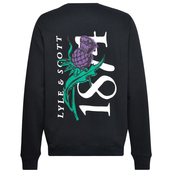 Lyle & Scott Thistle Flora Print Sweater Zwart