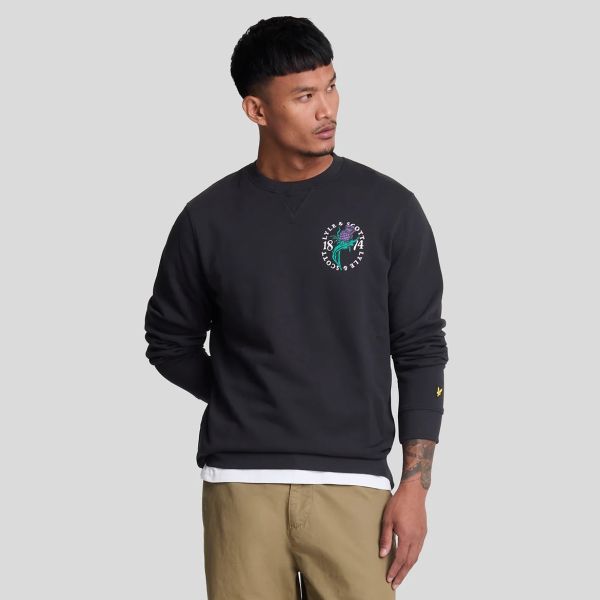 Lyle & Scott Thistle Flora Print Sweater Zwart