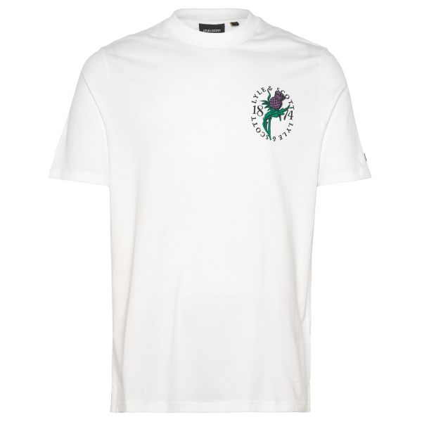 Lyle & Scott Thistle Flora Print T-shirt Wit