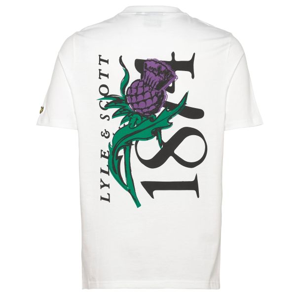 Lyle & Scott Thistle Flora Print T-shirt Wit