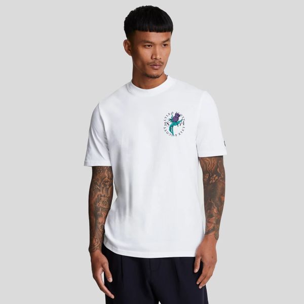 Lyle & Scott Thistle Flora Print T-shirt Wit