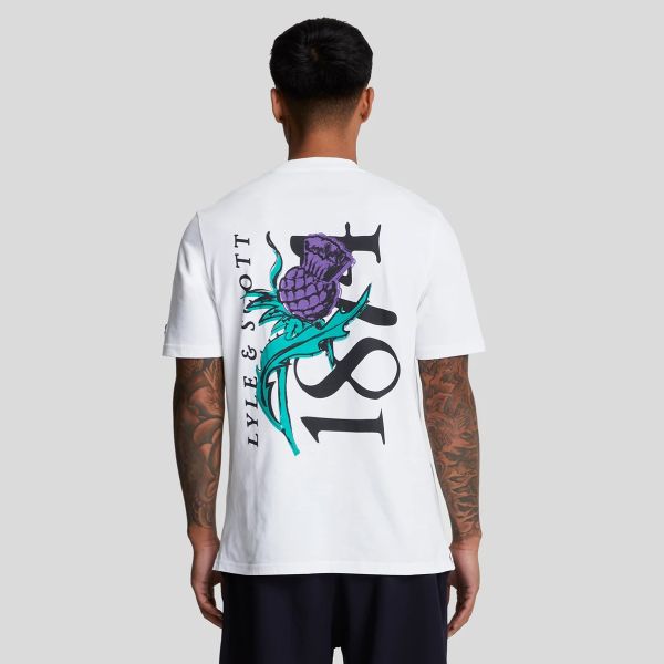 Lyle & Scott Thistle Flora Print T-shirt Wit