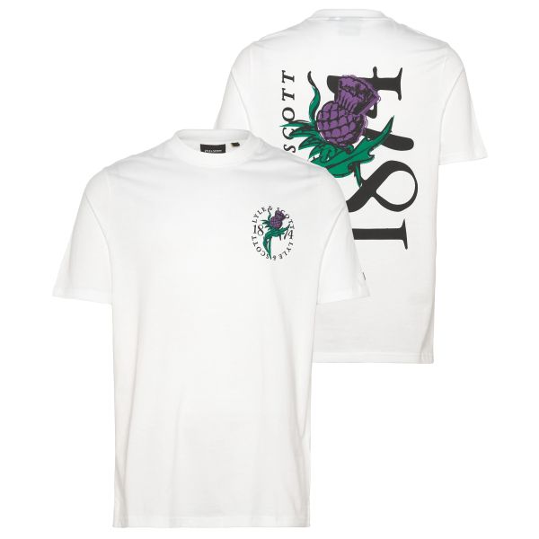 Lyle & Scott Thistle Flora Print T-shirt Wit