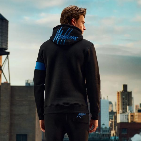 Malelions Captain Hoodie 2.0 Zwart/Blauw