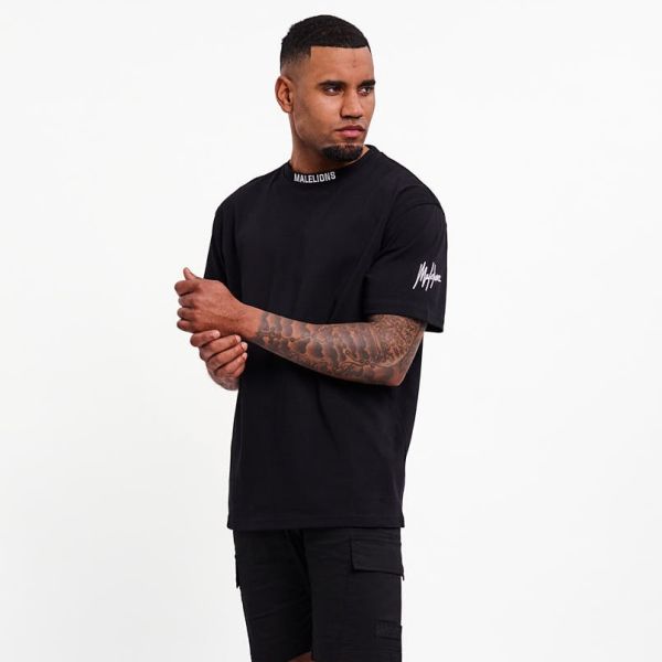 Malelions Collar T-shirt Zwart