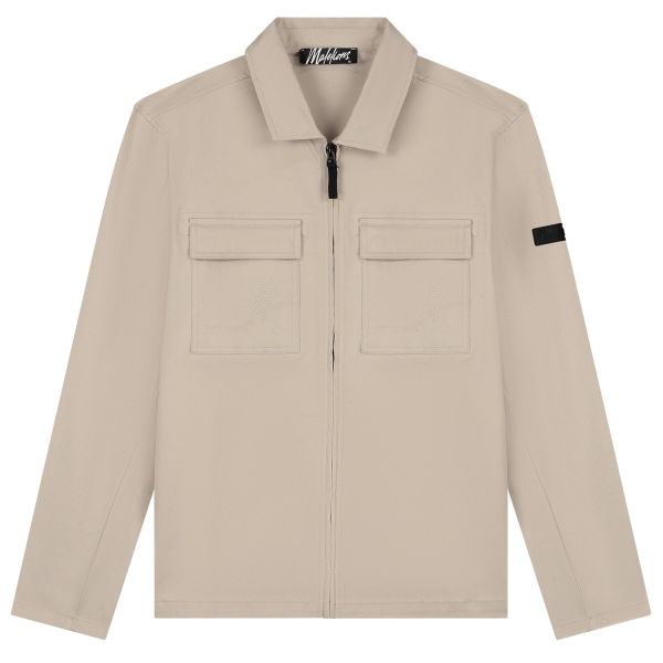Malelions Cotton Zip Overshirt Beige