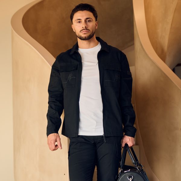Malelions Cotton Zip Overshirt Zwart