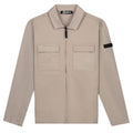 Malelions Cotton Zip Overshirt Beige