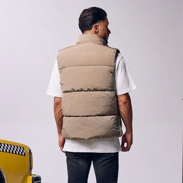 Malelions Crinkle Padded Bodywarmer Beige