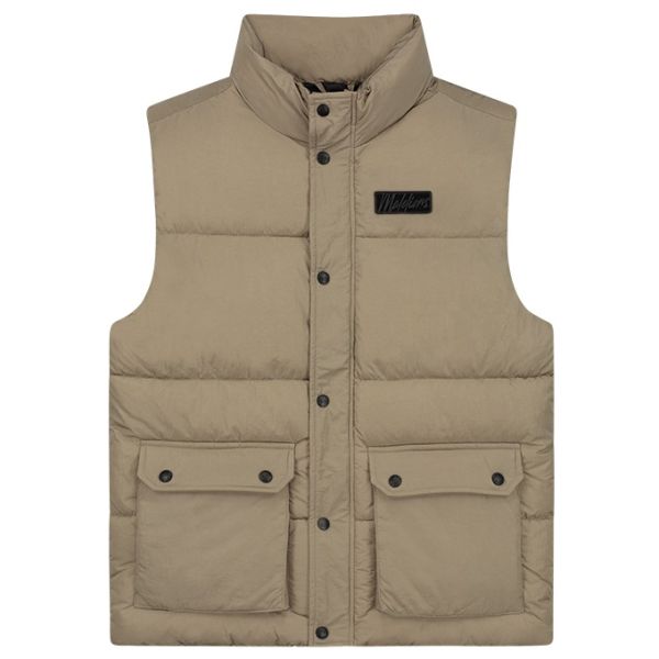 Malelions Crinkle Padded Bodywarmer Beige