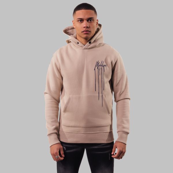 malelions dripped hoodie beige