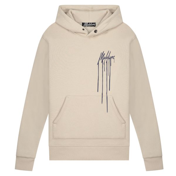 malelions dripped hoodie beige