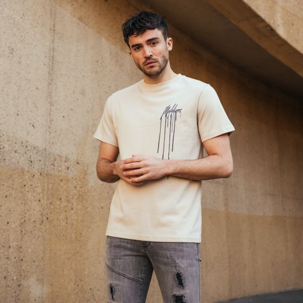 Malelions Dripped T-shirt Beige