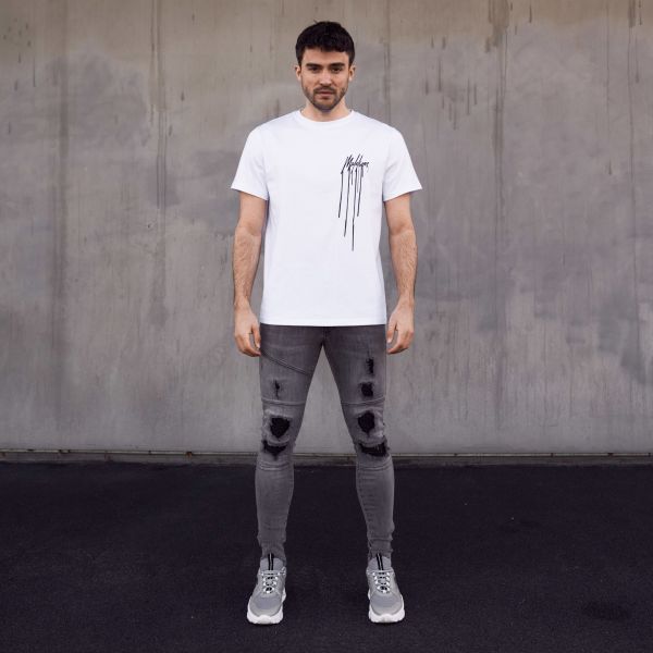 Malelions Dripped T-shirt Wit