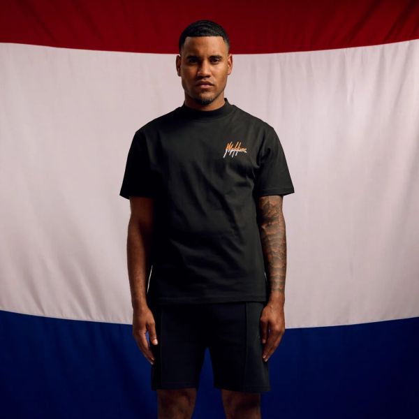Malelions EK2024 Split T-shirt Zwart/Oranje