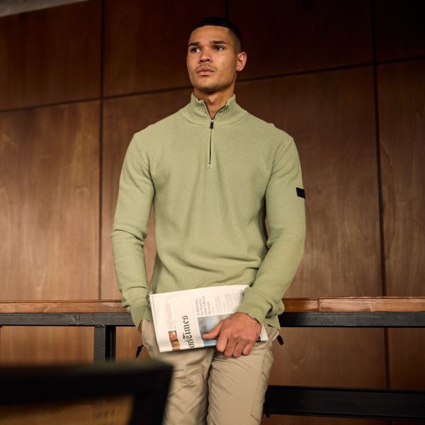 Malelions Knit Quarter Zip Sweater Licht Groen