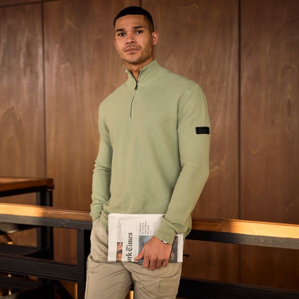 Malelions Knit Quarter Zip Sweater Licht Groen