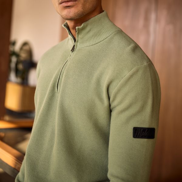 Malelions Knit Quarter Zip Sweater Licht Groen