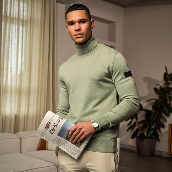 Malelions Knit Turtleneck Sweater Licht Groen