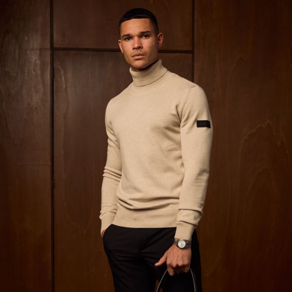 Malelions Knit Turtleneck Sweater Taupe