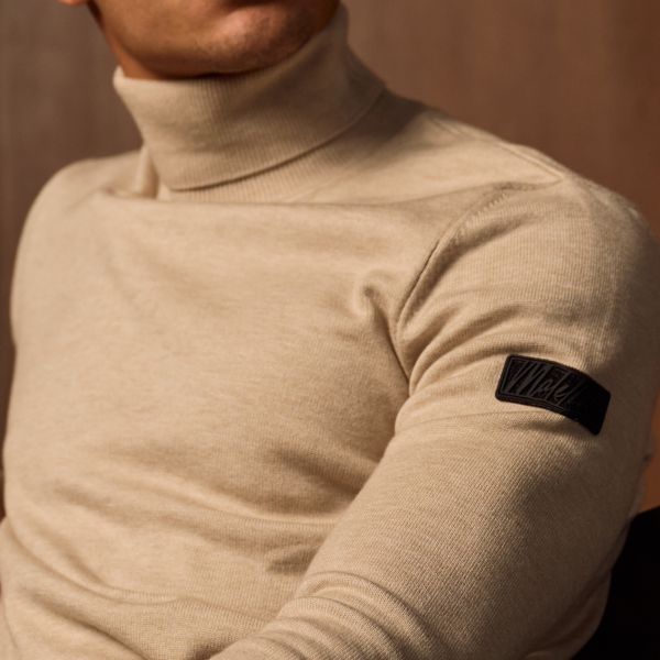 Malelions Knit Turtleneck Sweater Taupe