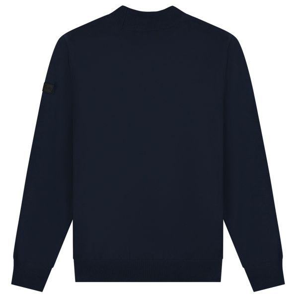 Malelions Knitted Mock Neck Sweater Navy