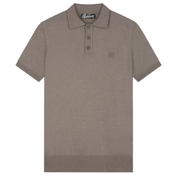 Malelions Knitted Patch Polo Bruin