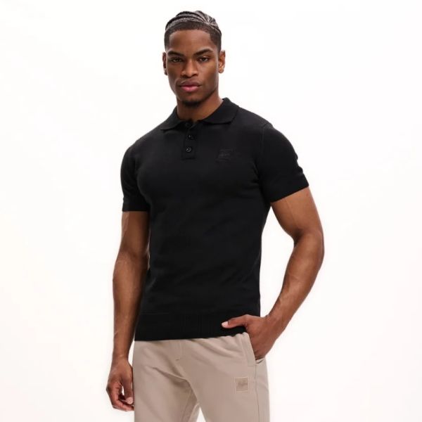 Malelions Knitted Patch Polo Zwart
