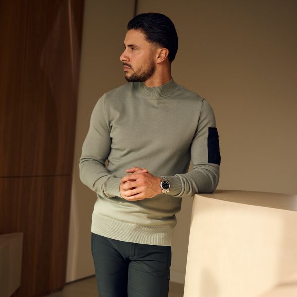 Malelions Knitted Pocket Sweater Licht Groen
