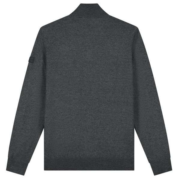 Malelions Knitted Quarter Zip Sweater Antraciet