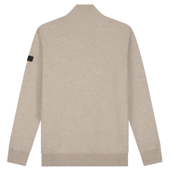 Malelions Knitted Quarter Zip Sweater Beige