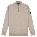 Malelions Knitted Quarter Zip Sweater Beige