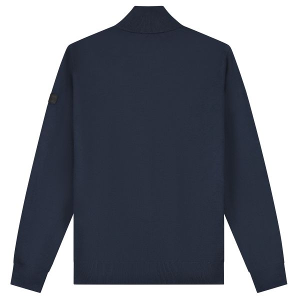 Malelions Knitted Quarter Zip Sweater Navy