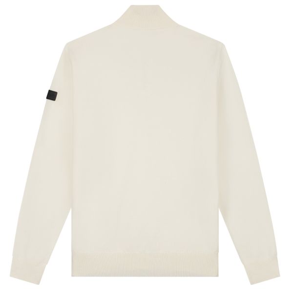 Malelions Knitted Quarter Zip Sweater Off White