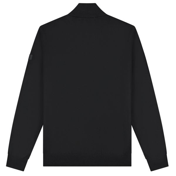Malelions Knitted Quarter Zip Sweater Zwart